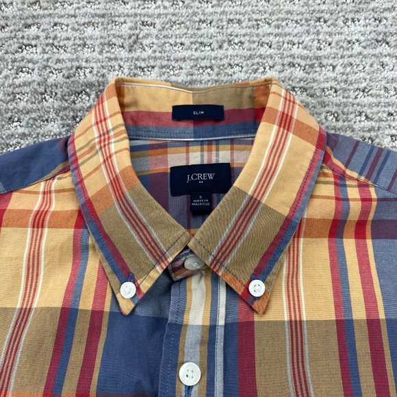 J. Crew Shirt Men Small S Multicolor Plaid Button Up Slim Fit Short Sleeve - Picture 5 of 10